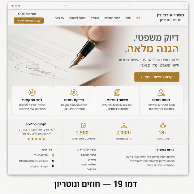 Pablo Guides - אתר לעורך דין חוזים ונוטריון בעיצוב פרימיום נקי - 2 דמו 19 — חוזים ונוטריון