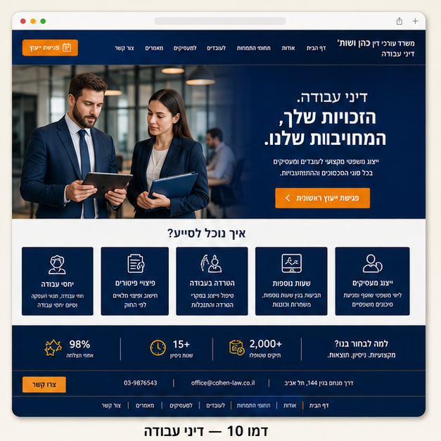 Pablo Guides - אתר לעורך דין דיני עבודה בעיצוב עסקי מודרני - 2 דמו 10 — דיני עבודה