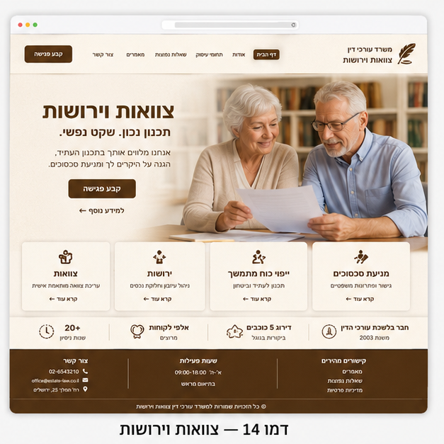 Pablo Guides - אתר לעורך דין צוואות וירושות בעיצוב קלאסי וחם - 2 דמו 14 — צוואות וירושות