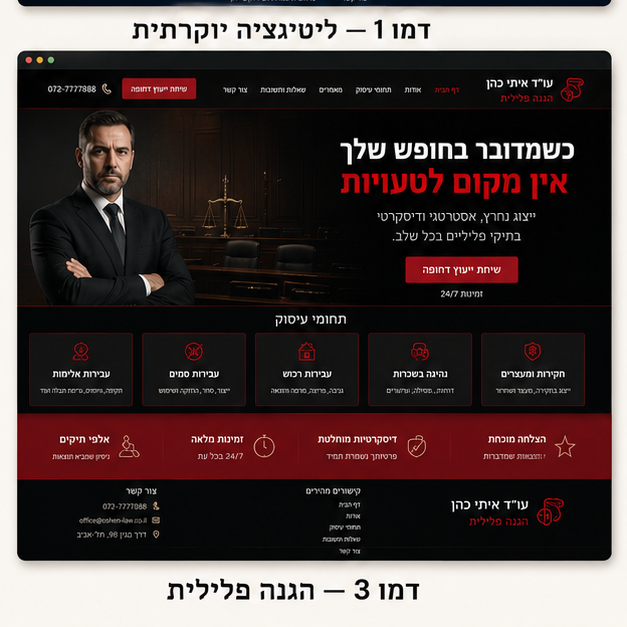 Pablo Guides - אתר לעורך דין פלילי בעיצוב דרמטי וממוקד חירום - 1 דמו 3 — הגנה פלילית