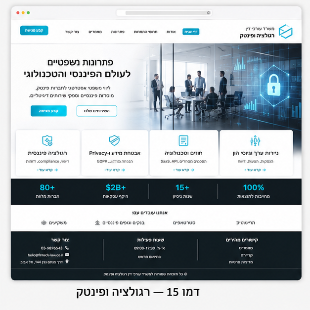 Pablo Guides - אתר לעורך דין רגולציה ופינטק בעיצוב טכנולוגי נקי - 1 דמו 15 — רגולציה ופינטק
